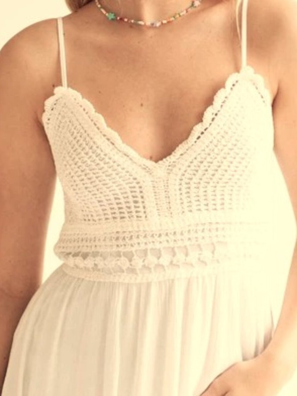 Beige Cream Crochet Babydoll Camisole Top size XL